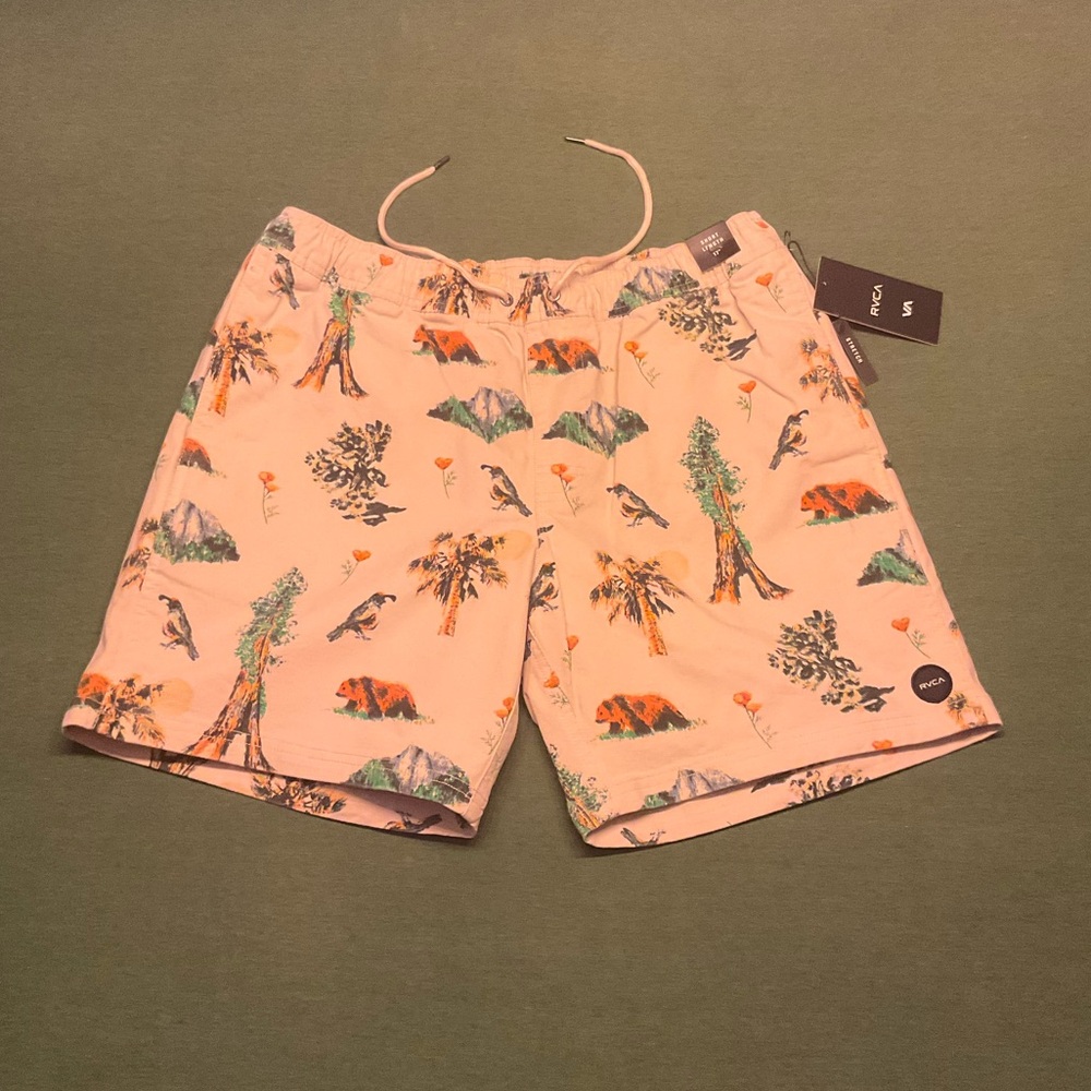 RVCA Escape Shorts Medium Brand New Print 17 NWT Men's Board Shorts Surf Swim M